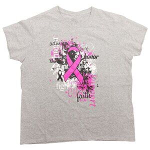 Women's Classic Teaze Breast Cancer Awareness T-Shirt Tee Large Grey Shirt Suppo